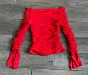 Elegant Red Ruched Women's Top thumbnail 1