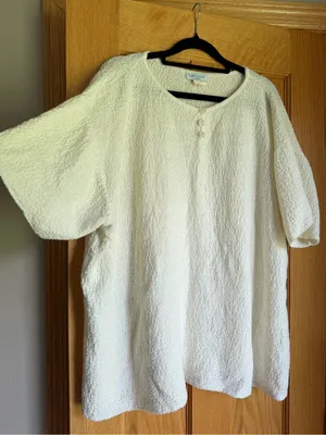 Vintage Ship 'N Shore Off-White Textured Short Sleeve Blouse Plus Size 2X thumbnail 1