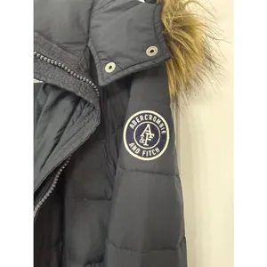 Abercrombie & Fitch Black Long Puffer Coat Faux Fur Hood M thumbnail 8