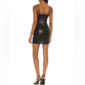 H:OURS Doyle Mini Dress Black Faux Leather Size Small‎ thumbnail 2