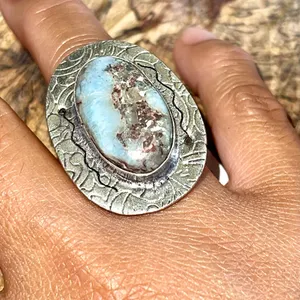 Larimar Crystal Ring Size 7 1/4 Blue thumbnail 1
