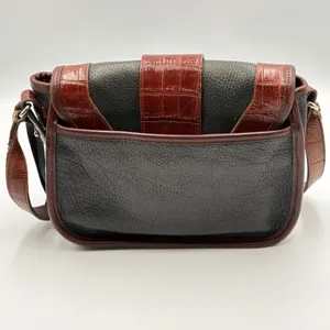 Brighton‎ Crossbody Bag Womens Green Brown Leather Croc Embossed Flap Boho thumbnail 4