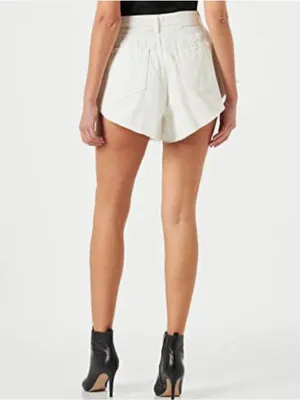 Pinko Off-White Calma Denim Butterfly Jean Shorts High-Waist Country Boho Sz 32 thumbnail 5