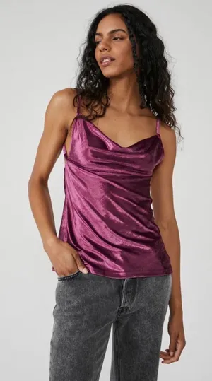 Free People All Night Velvet Tunic Sleeveless Camisole Top Fig Jam XS thumbnail 1