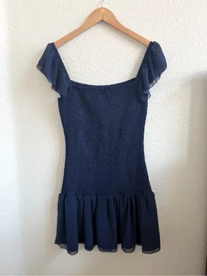 ARITZIA Wilfred Eldorado Mini Dress Smocked Square Neckline M thumbnail 2