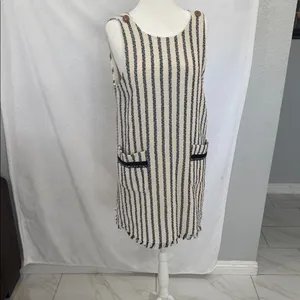 Zara Cream and Black Striped Mini Dress thumbnail 2