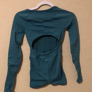 Free People Teal Open-Back Long-Sleeve onesie xs/small thumbnail 2