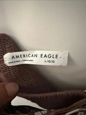 American Eagle Brown Printed Spaghetti Strap Smocked Camisole thumbnail 2