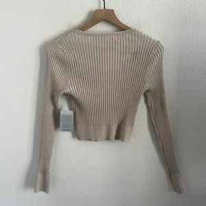 NWT WAYF 98 Sahara Sand Ribbed Button Front Long Sleeve Top Cardigan Small thumbnail 4