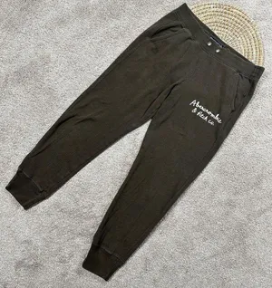 Abercrombie & Fitch Sunday Jogger Logo Sweat Pants Pull On Mid Rise in Green S thumbnail 1