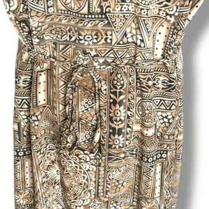 Vintage Black Brown Earth Tone Geometric Sleeveless Tie Back Midi Dress‎ XL Boho thumbnail 8