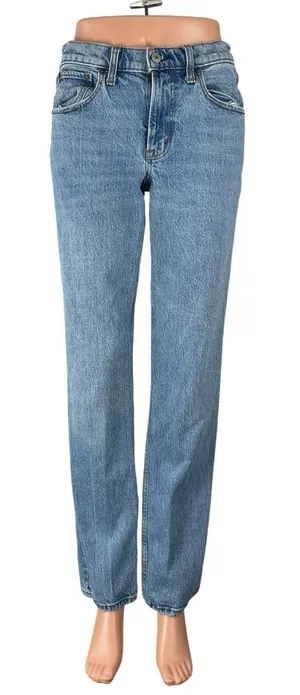 Abercrombie & Fitch The Straight Mid Rise Blue Relaxed Denim Jeans Size 27 thumbnail 1