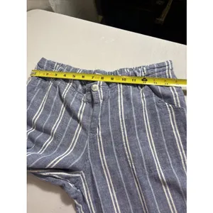 Just Living Blue/White Striped Linen & Cotton Wide Leg Pant Medium Coastal Beach thumbnail 8