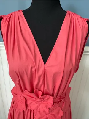 NWT Lucy Paris 💯% Cotton Ilona Coral Floral Midi Dress ~ Size Medium 🌺 thumbnail 7