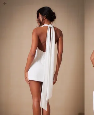 Pretty Little Thing Halter White Dress thumbnail 3