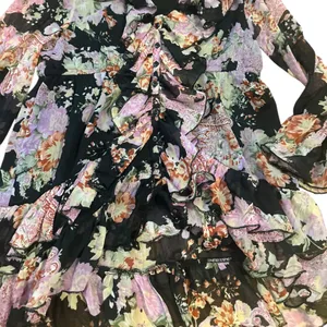 Boston Proper Floral Ruffle Whimsy Large Button Blouse thumbnail 3