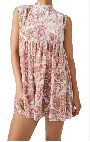Free People All the Time Paisley Velvet Floral Mini Dress Small thumbnail 1