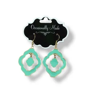 Occasionally Made Enamel‎ Dangle Earrings Green Goldtone Gold Tone thumbnail 2