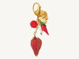 Gold Plated Strawberry Garden Bag Charm & Keychain Stainless Steel thumbnail 4