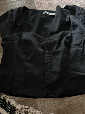 Abercrombie Black Short Sleeve Sweetheart Crop Top thumbnail 7