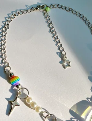 Handmade Kawaii retro y2k angel baby kewpie doll “LOVE&PEACE”🕊🌈✌️unisex necklace👼 thumbnail 3