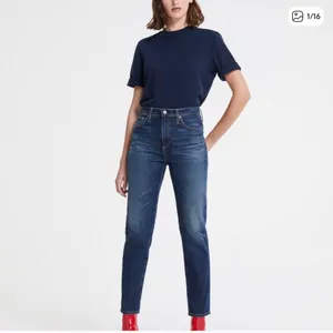 AG Phoebe Vintage High Rise straight leg dark wash ankle crop denim jeans Jean thumbnail 2