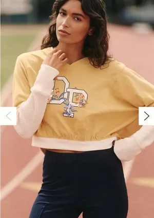 Daily Practice Anthropologie Coin Toss Floral Cropped‎ Thermal Sleeve sweatshirt thumbnail 1