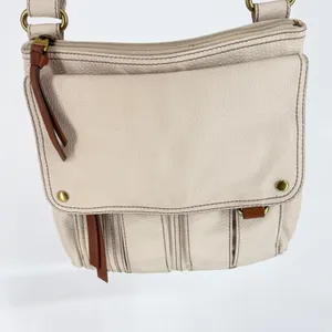 Fossil Cream Pebbled Leather Crossbody Bag Organizer Purse Off White thumbnail 13