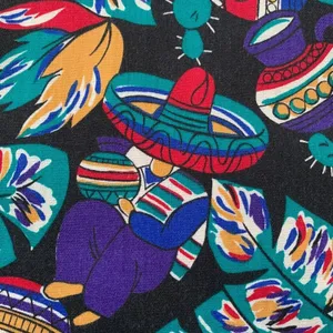 Vintage Colorful Festival Button Up‎ Shirt Southwestern Medium Novelty Print thumbnail 7