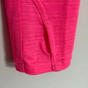 Athleta Womens Neon Pink Striped Long Sleeve Athletic Top XS‎ Scoop Neck Workout thumbnail 2