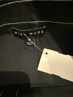 NWT Black Faux Leather Mini Skirt with Front Zip and Contrast Stitching thumbnail 3