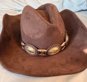 Nordstrom Western Cowboy Hat with Concho Leather Band in chocolate brown thumbnail 1