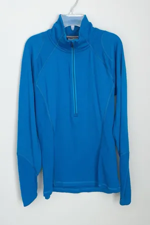 Smartwool Size S Blue Womens 1/2 Half Zip Pullover Merino Wool *small hole thumbnail 1