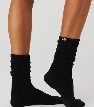 NWT Alo unisex scrunch socks in black size medium thumbnail 1