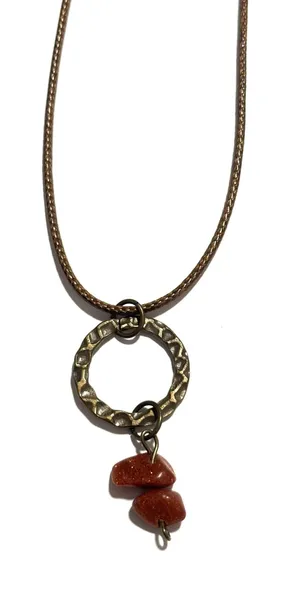 Brown cord Necklace with lobster hook clasp and goldstone beads thumbnail 1