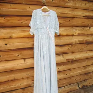 Mac Duggal 10807 Blue Embellished V Neck Evening Gown Size12 thumbnail 7