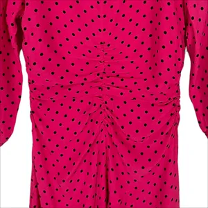 🔥 NWOT Zara Asymmetrical Hem Bright Pink Polka Dot Dress Size XS thumbnail 5