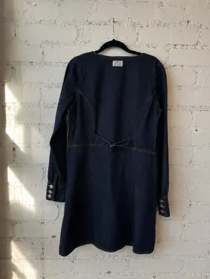 Levi's Monroe Denim Button Front V-Neck Short Sleeve Mini Dress Sz-large thumbnail 4