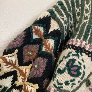 Vintage 90s Patchwork Knitted Retro Embroidered Cottagecore Goblincore Sweater S thumbnail 6