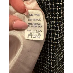 90s/Y2K dELiA*s Black White Tweed Blazer‎ Jacket Pink Lining XL thumbnail 3