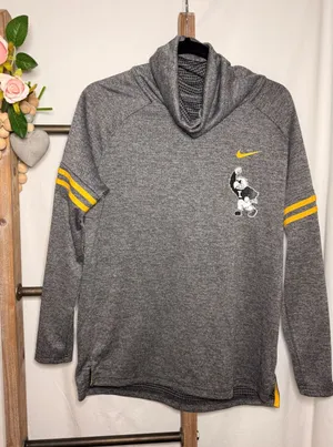 Nike Iowa Hawkeyes Cowl Neck Pullover Top Womens Medium Grey Herky the Hawk NCAA thumbnail 1