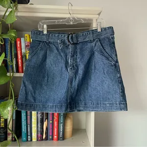 Free People Denim Mini Skirt with Belt thumbnail 1