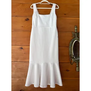 Lulus Moment Maker White Square Neck Trumpet Midi Dress Gala Wedding Large thumbnail 2