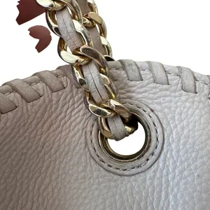 Tory Burch Marion Slouchy‎ Tote Light Oak Pebbled Leather Chain thumbnail 9