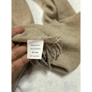 Cristina Chiti 100% Cashmere Scarf Made in Italy Taupe Beige 10x72 Fringe thumbnail 5
