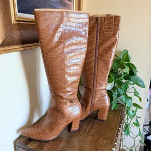 LifeStride‎ Stratford Wide Calf Knee High Boots Bown Croc Embossed Women 8.5 thumbnail 12