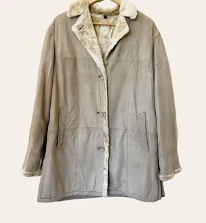 Vintage Beige Faux Suede Coat Size L thumbnail 1