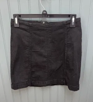 Free People Black Denim Mini Skirt High Waisted Seamed Back Zip Size 4 thumbnail 1