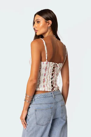 Edikted Indira Print Cupped Lace-Up Corset thumbnail 3