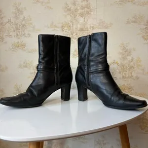 90s y2k Apostrophe black leather square toe block heel whimsigoth boots thumbnail 6